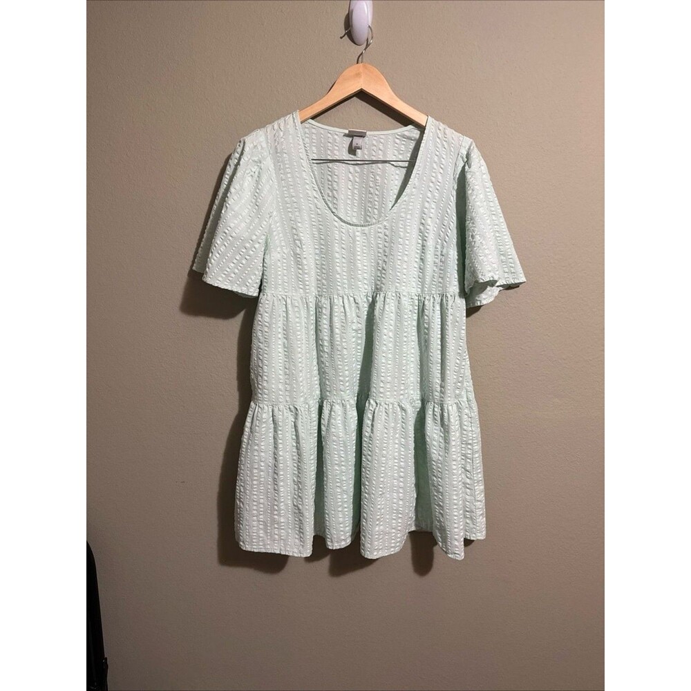 Women's A New Day Pale Green Mini Dress  Size Small Short Sleeve Pockets